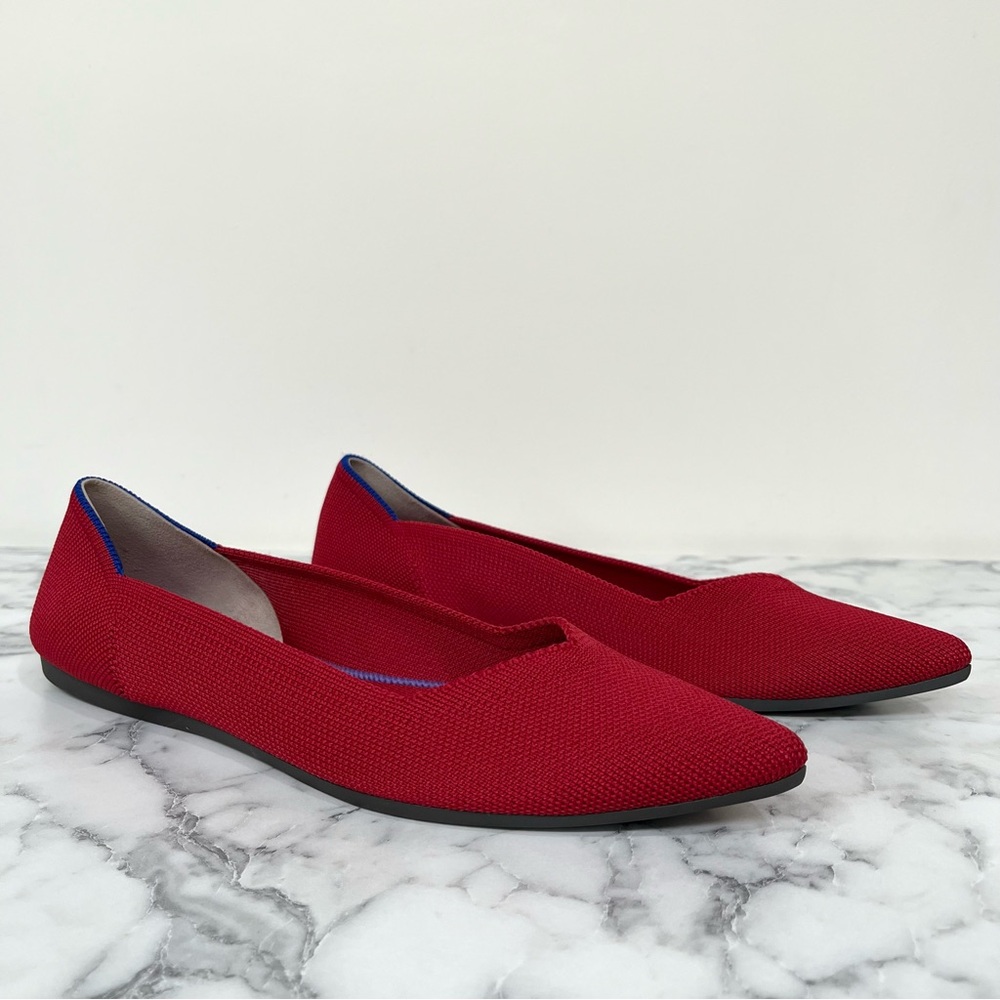 Rothy's The Point Classic Pointed Toe Ballet Flats Red Size 9.5
